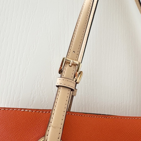 MICHAEL KORS Orange Leather Tote Bag With Adjustable Straps 14”x10.5”x6” - Picture 6 of 11